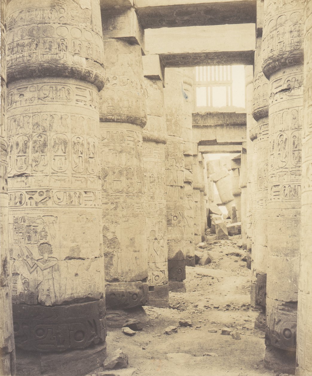 Karnak Thebe, Palace - Hypostyle Hall - Fönster och huvudstäder i ..., 1851-52, tryckt 1853-54. av Félix Teynard