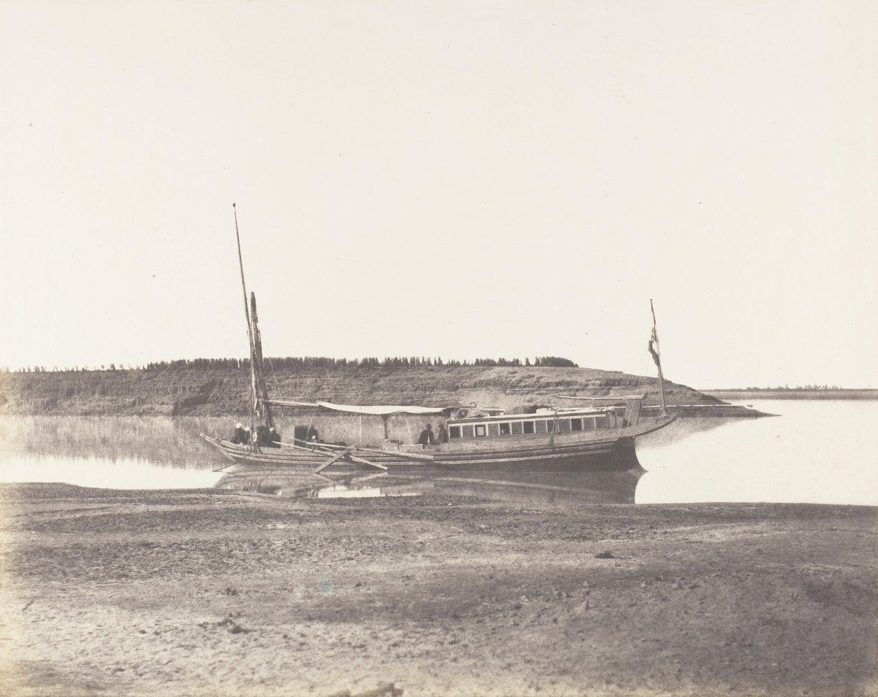 Louksor, Petit Bras du Nile - Voyageurs Barque, 1851-52, tryckt 1853-54. av Félix Teynard