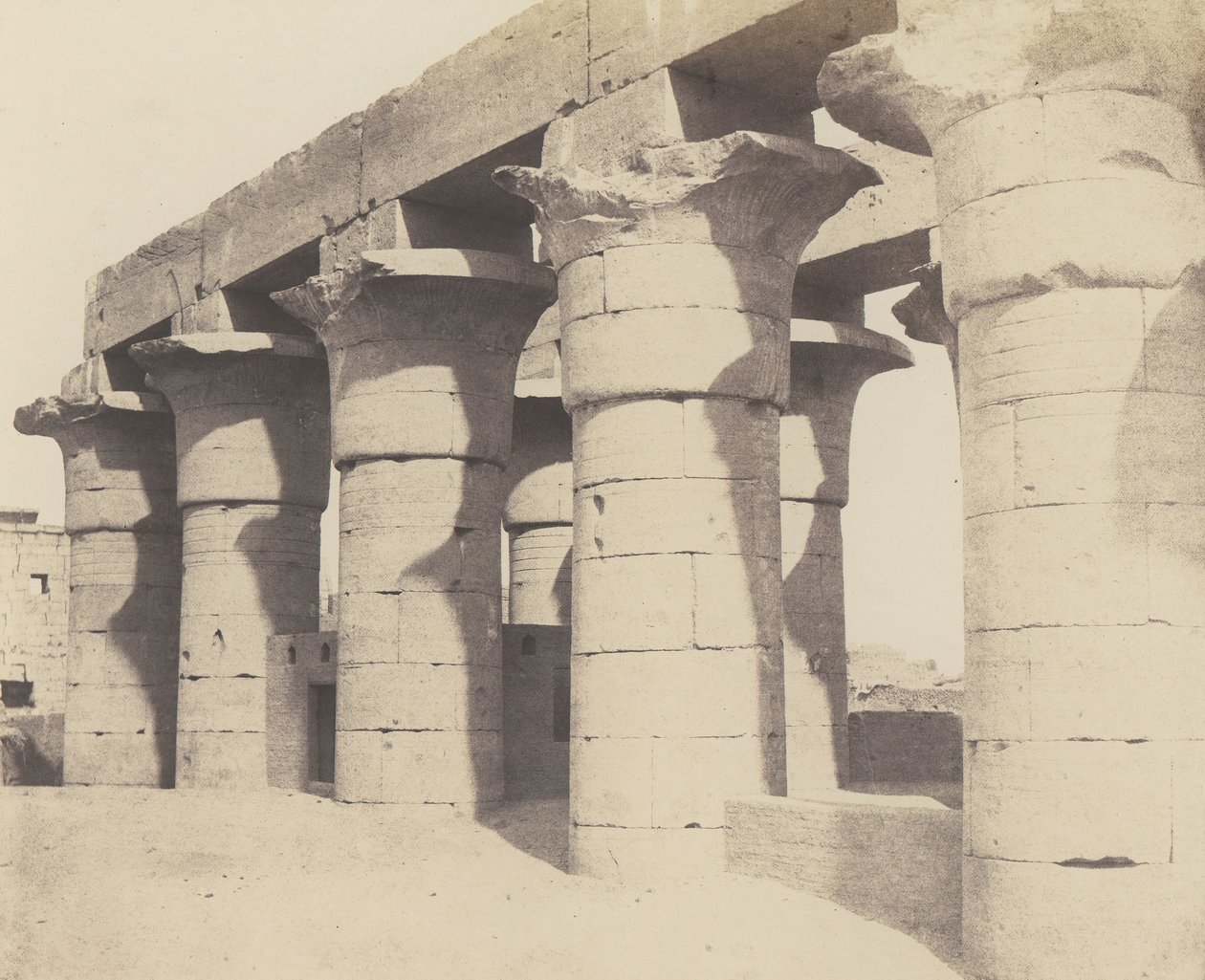 Louksor Thèbes. Construction Centrale - Grande Colonnade, 1851-52, tryckt 1853-54. av Félix Teynard