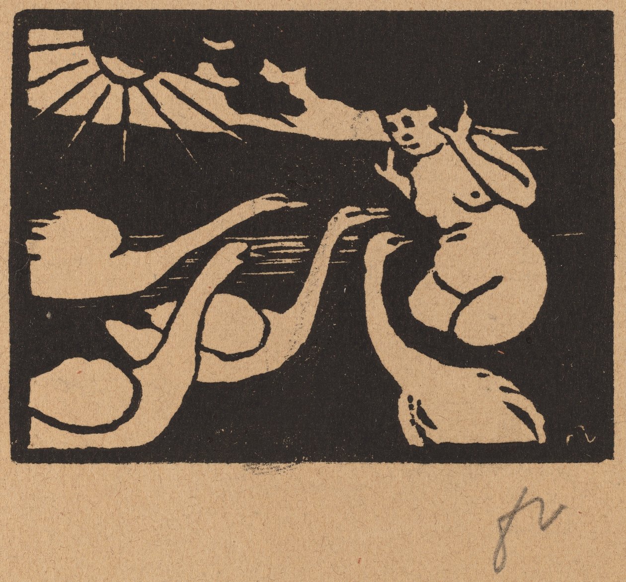 Badande med svanar av Félix Vallotton