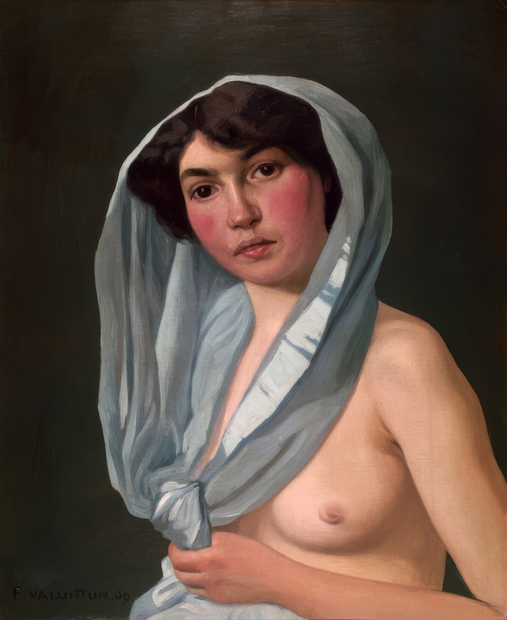 Kvinna med blå halsduk av Félix Vallotton