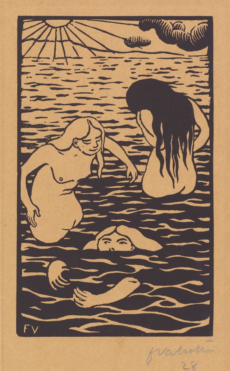 Tre badgäster av Félix Vallotton