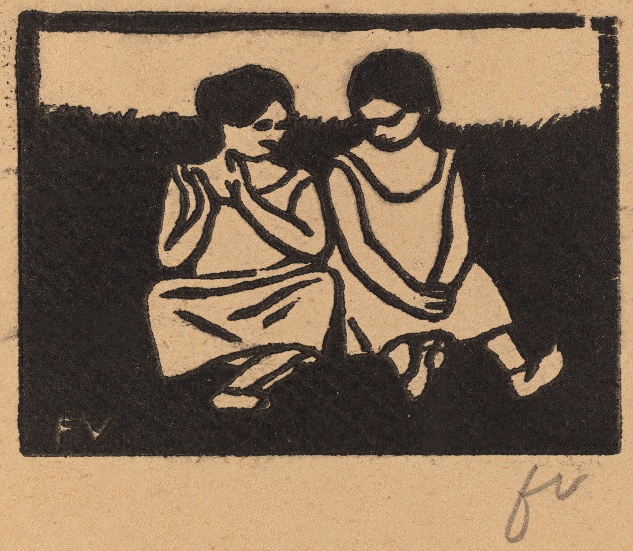 Två flickor i Chemises av Félix Vallotton