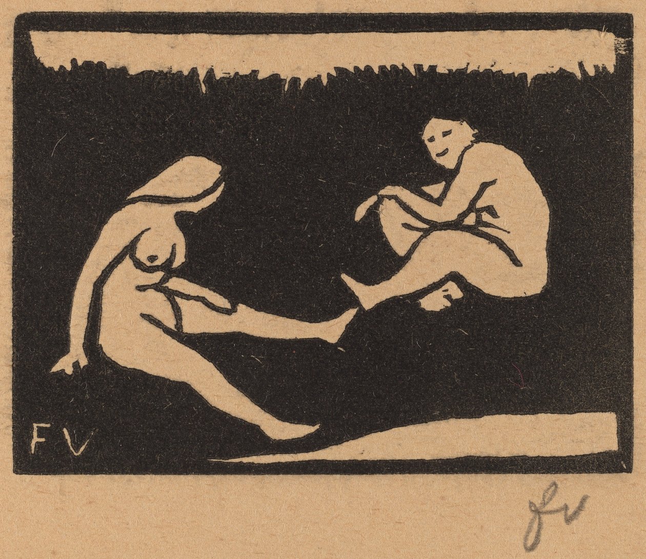 Två sittande badande av Félix Vallotton