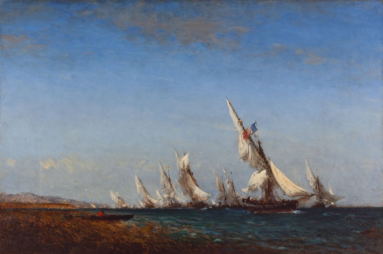 Fiskare återvänder till Martigues, andra hälften av 1800-talet (olja på duk) av Félix Ziem
