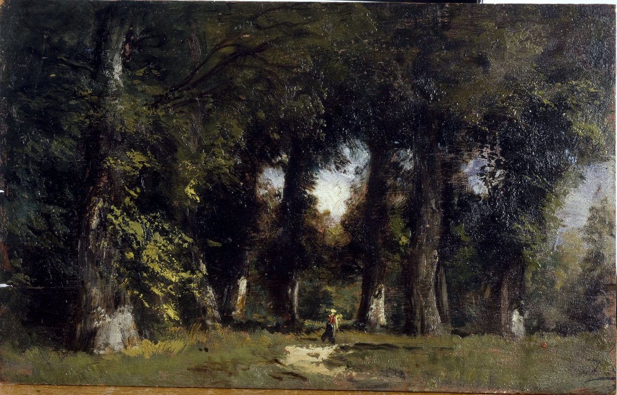 Skogsbryn (framsida), Animerat landskap (baksida), mellan 1850 och 1860 (olja på trä) av Félix Ziem