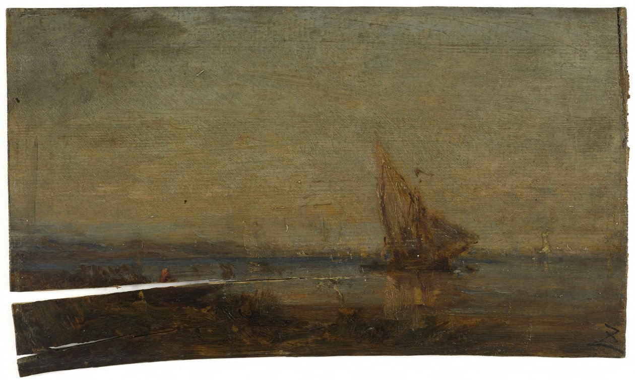 Framför Martigues, det gula seglet, ca 1875 (olja på trä) av Félix Ziem