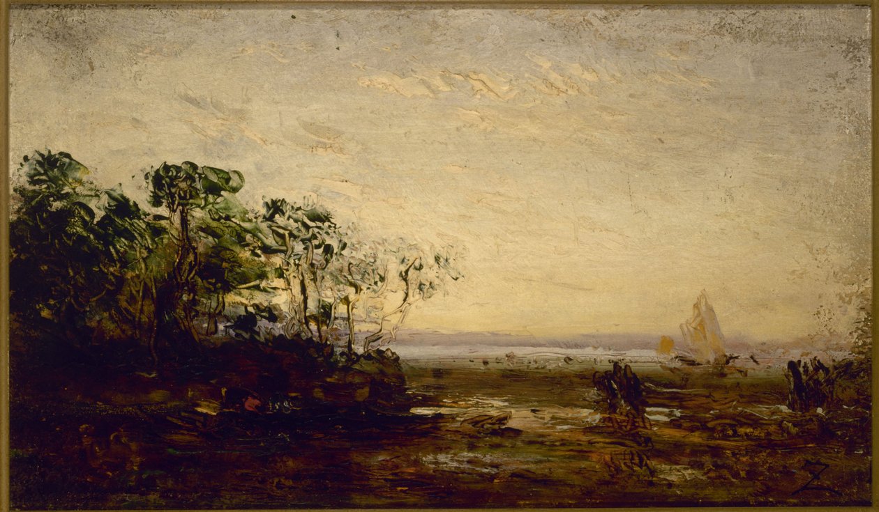 Martigues, skymningseffekt, mellan 1850 och 1900 (olja på trä) av Félix Ziem