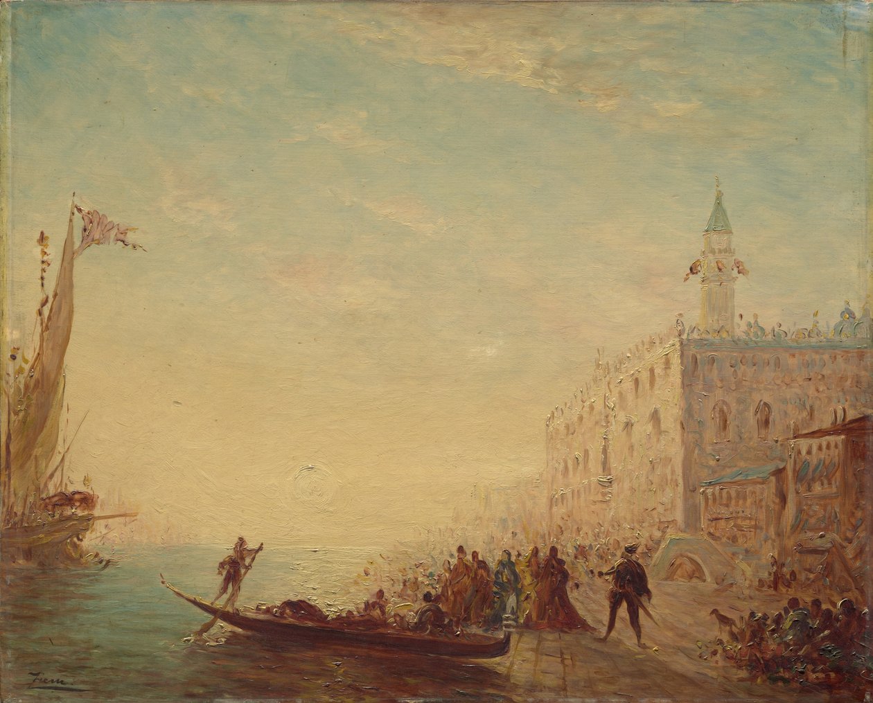 Riva degli Schiavoni, Solnedgång, 1880-talet av Félix Ziem