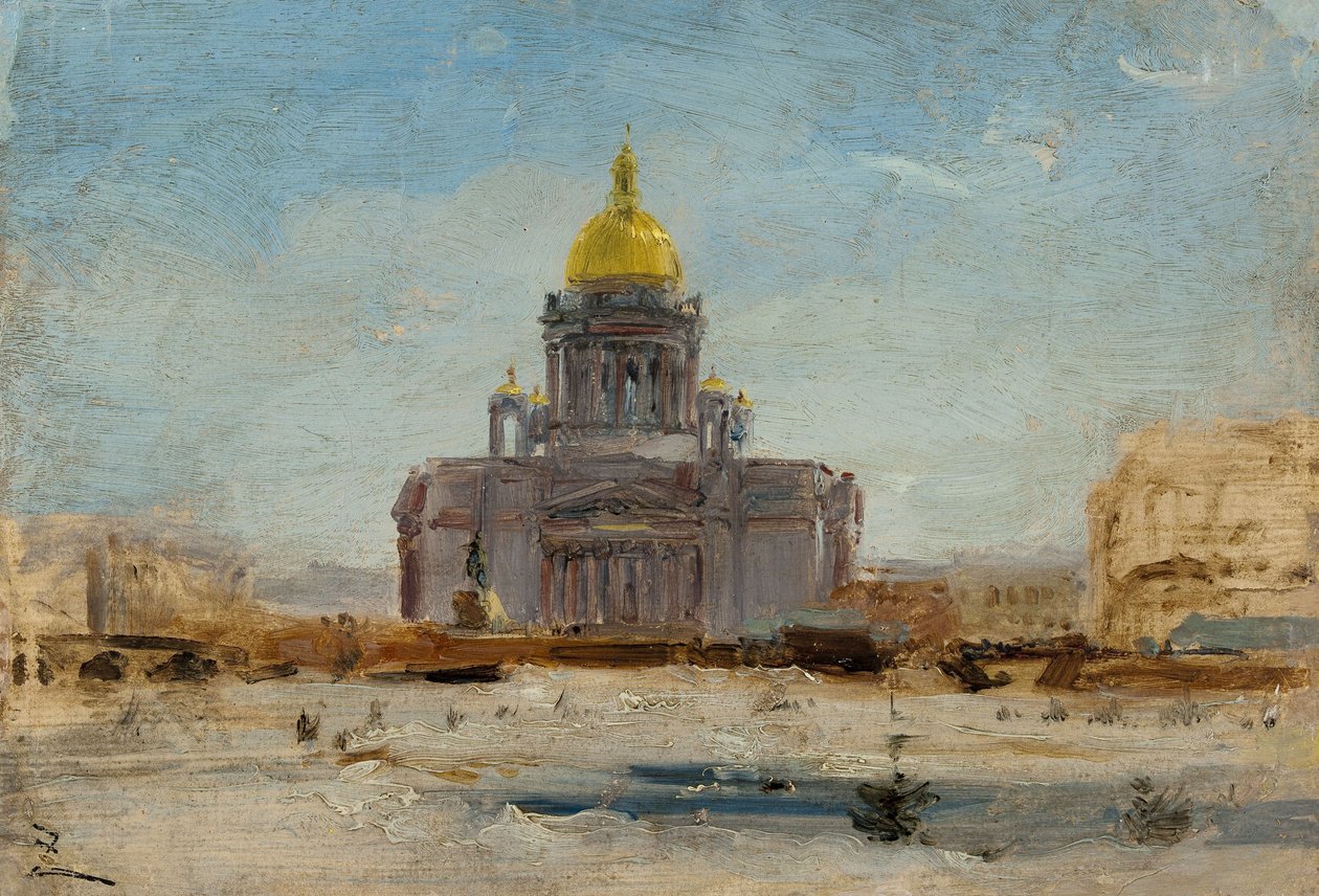 Sankt Petersburg, Sankt Isaac, mellan 1-1844 och9-1844 (olja på papper på duk) av Félix Ziem