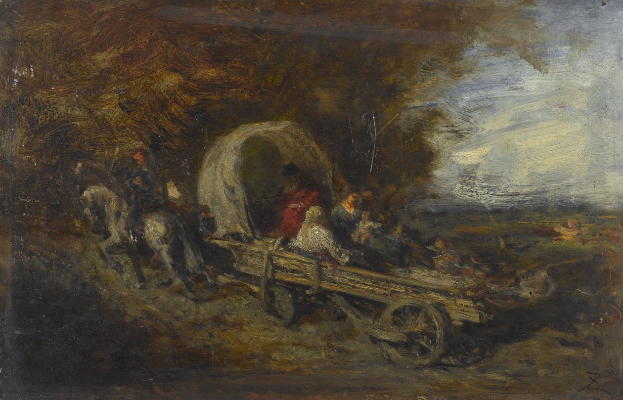 Vagnen, mellan 1843 och 1844 (olja på trä) av Félix Ziem