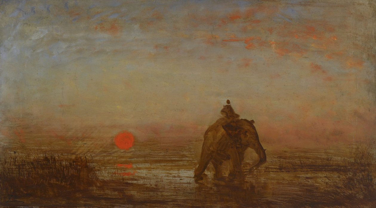 Elefanten, 2:a hälften 1800-talet (olja på trä) av Félix Ziem
