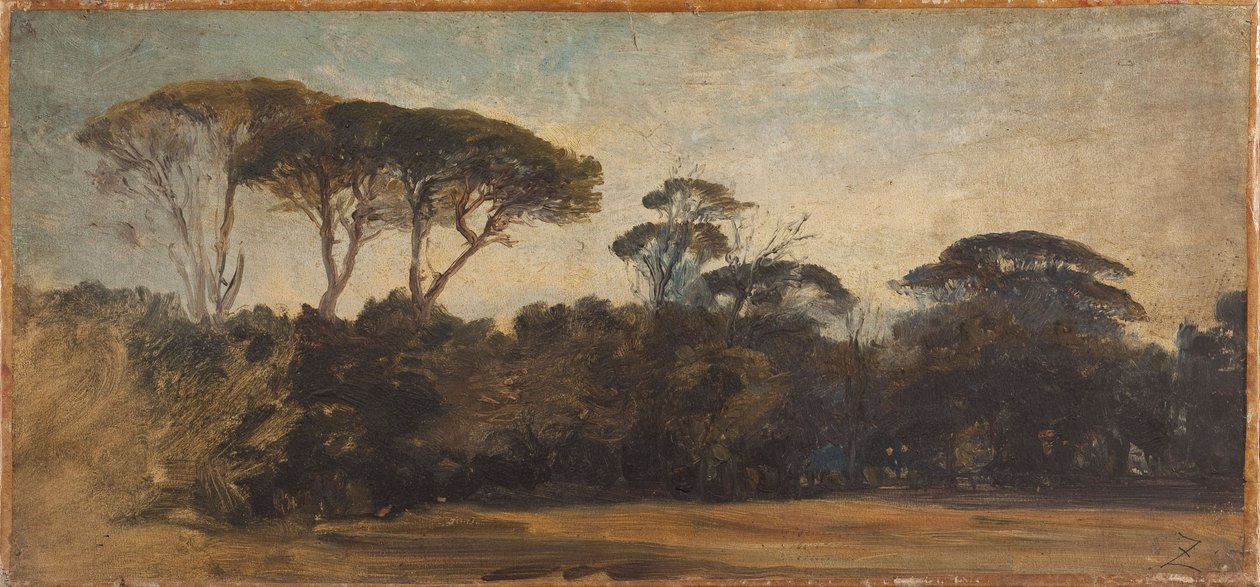 Paraplytallar nära Neapel, ca 1847 (olja på papper på duk) av Félix Ziem
