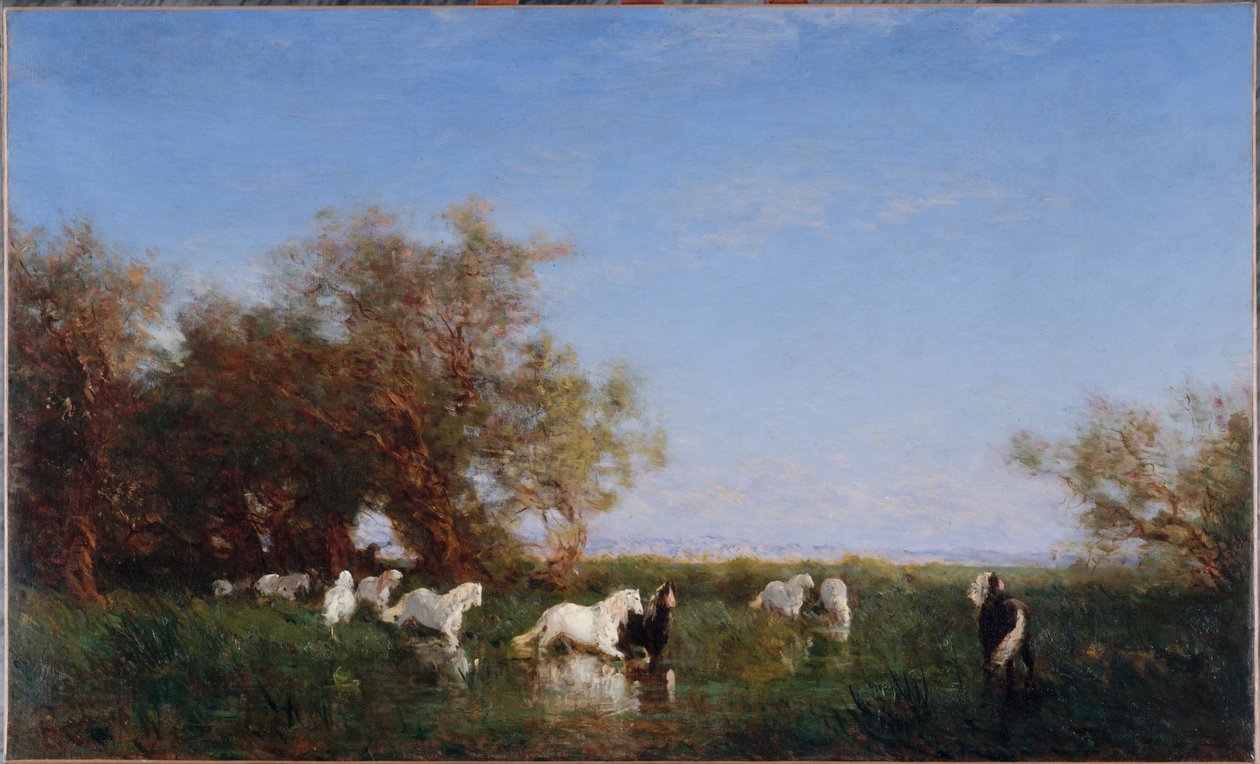 Vilda hästar i Camargue, mellan 1890 och 1895 (olja på duk) av Félix Ziem
