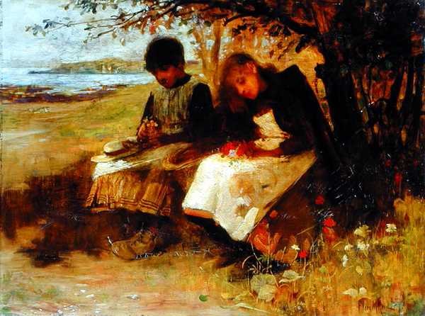 Vilda blommor (olja på duk) av Flora Macdonald Reid