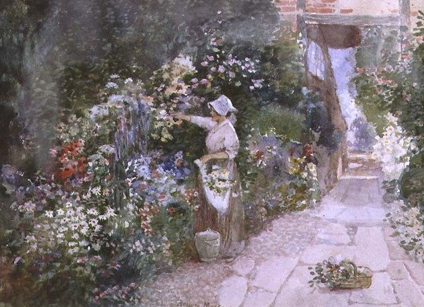 Plocka blommor (akvarell på papper) av Florence Agnes Mackay