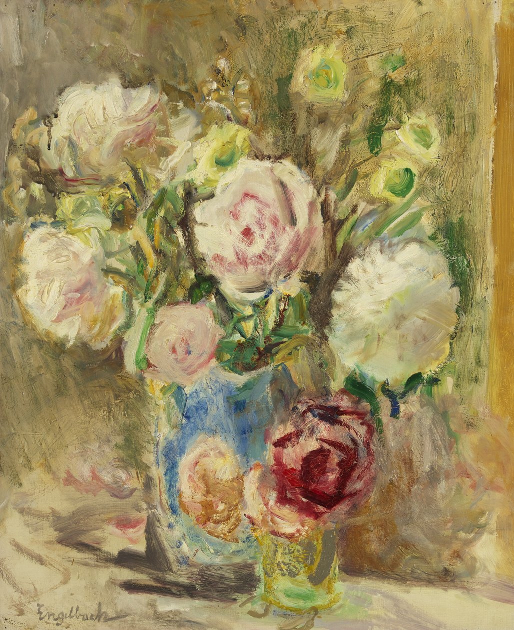 Roses and Peonies, ca 1936 (olja på duk) av Florence Engelbach
