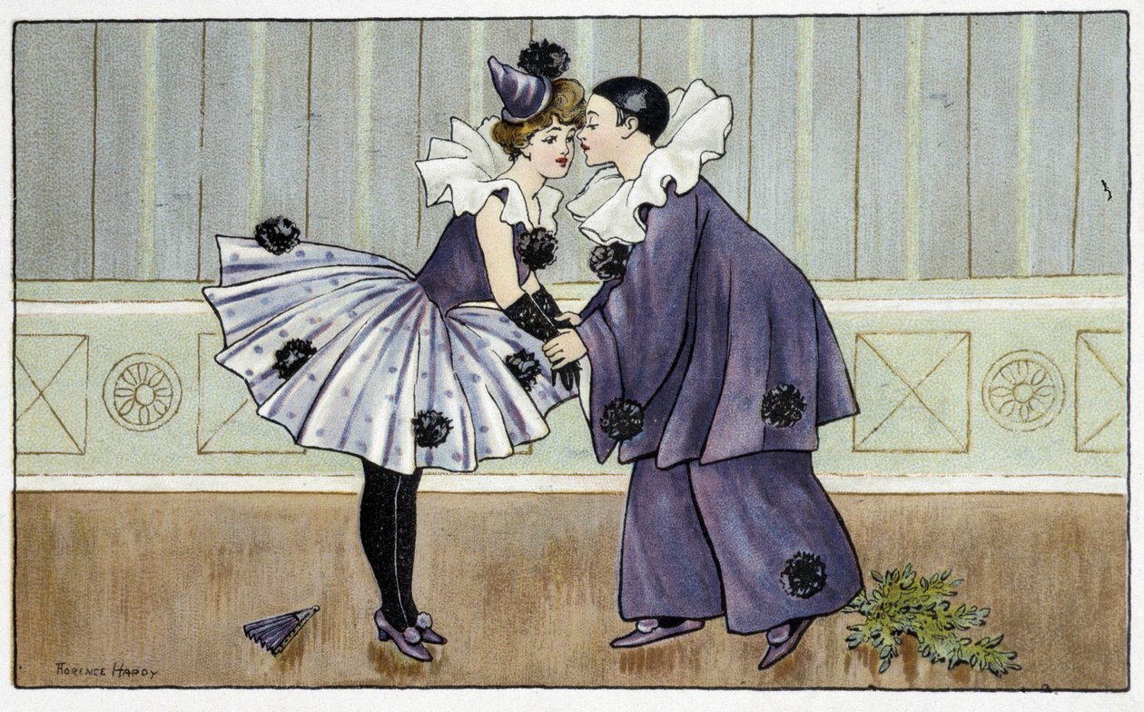 Pierrot och Colombine - dess. av Florence Hardy, deb. 1900-talet av Florence Hardy