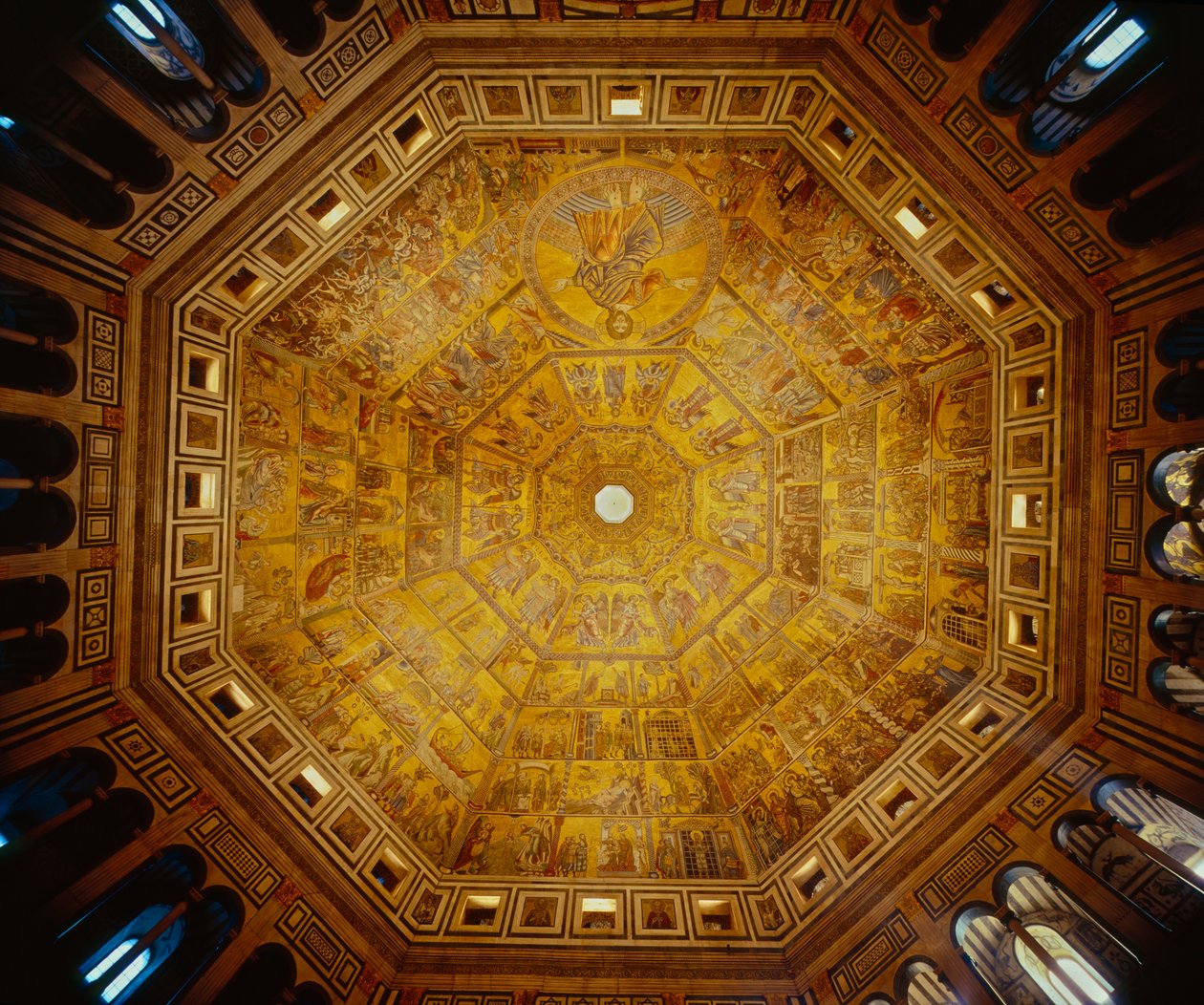Kupolfört tak i St Johns Baptistry, Florens (mosaik) av Florentine School