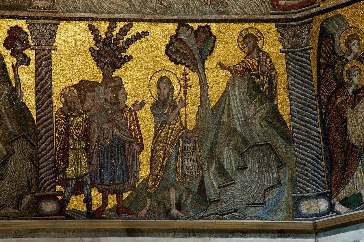 Johannes Döparen förkunnar Kristus (mosaik) av Florentine School