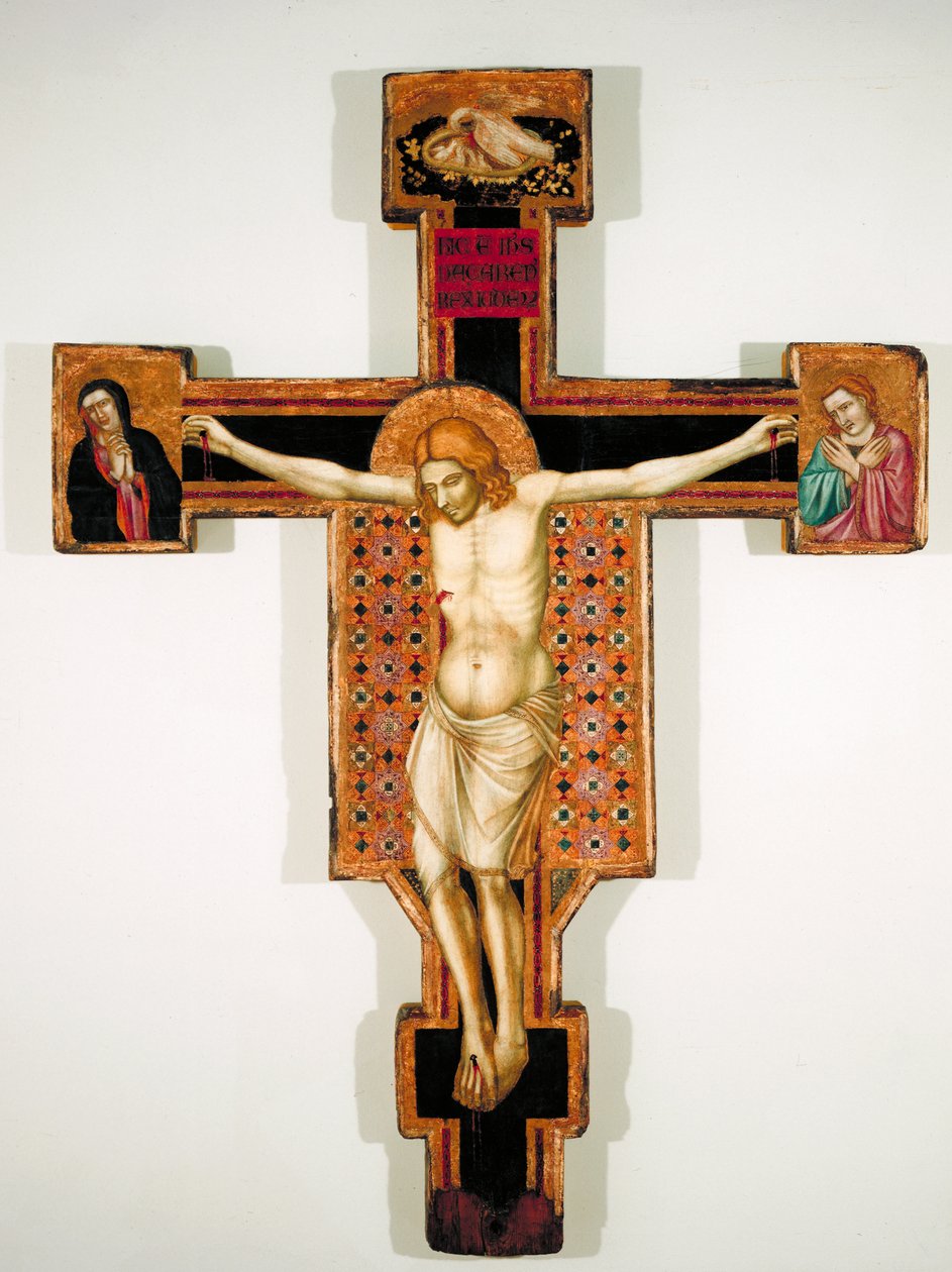 Målat krucifix, c.1325-35 (tempera på panel) av Florentine School