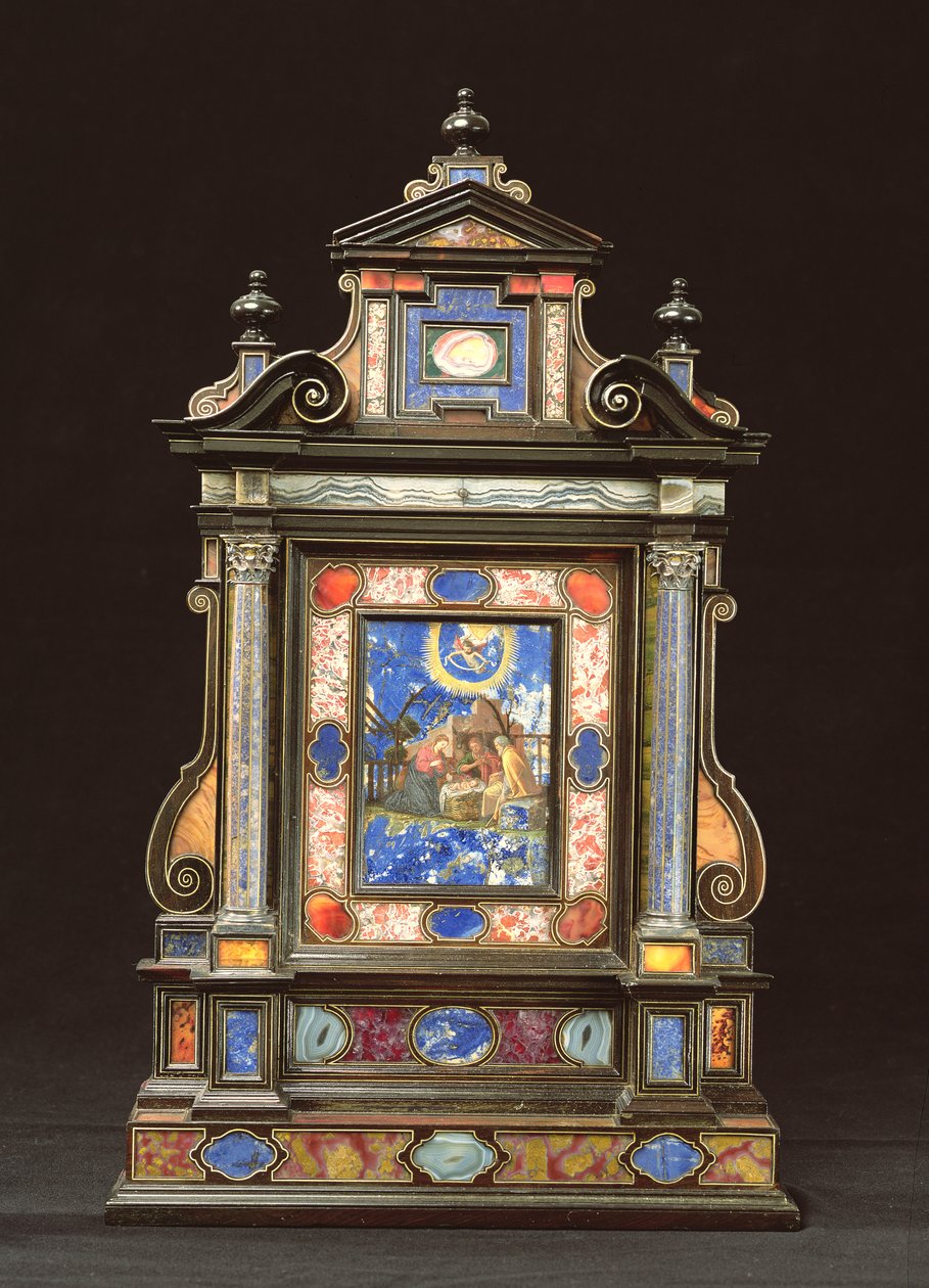 Bärbar altartavla, med födelsekyrkan, florentinsk (pietra dura) av Florentine School