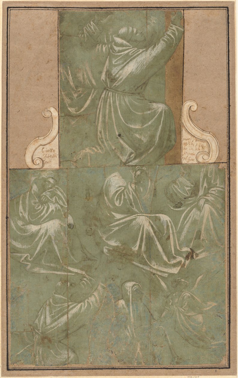 Studier av Saint Francis knästående och andra figurer av Florentine School