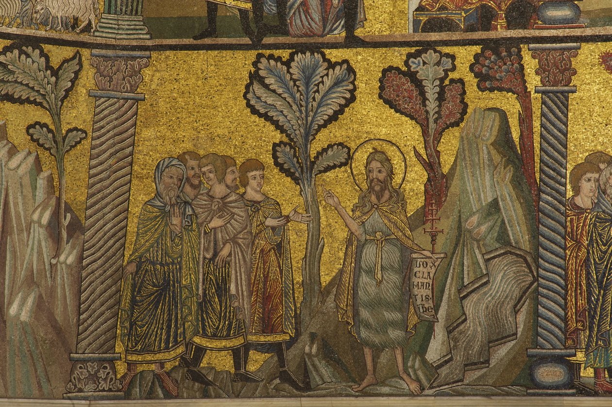 Baptisternas predikan (mosaik) av Florentine School