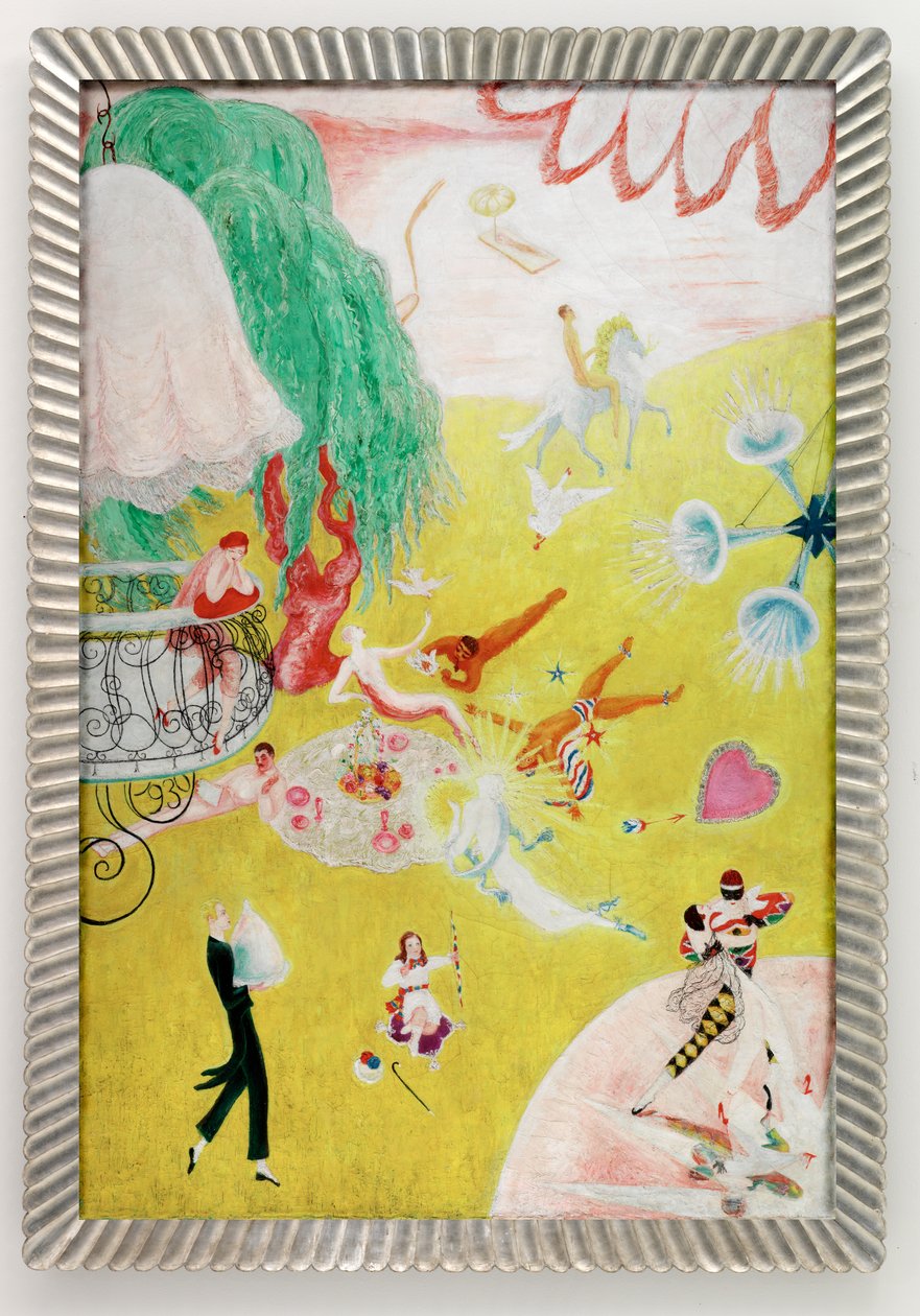 Kärleksflygning av ett rosa godishjärta av Florine Stettheimer