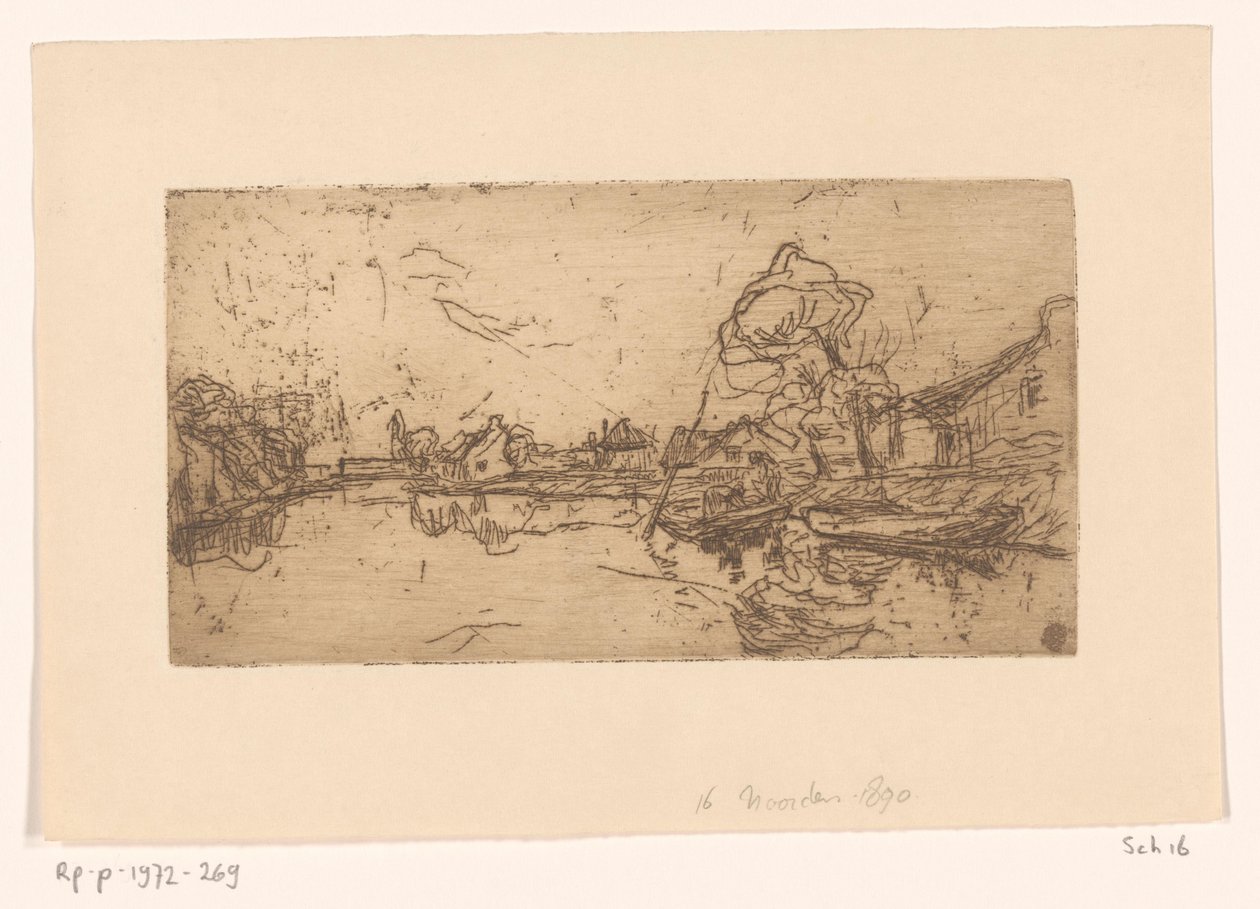 Flodutsikt med figurer i en båt North (originaltitel) av Floris Verster