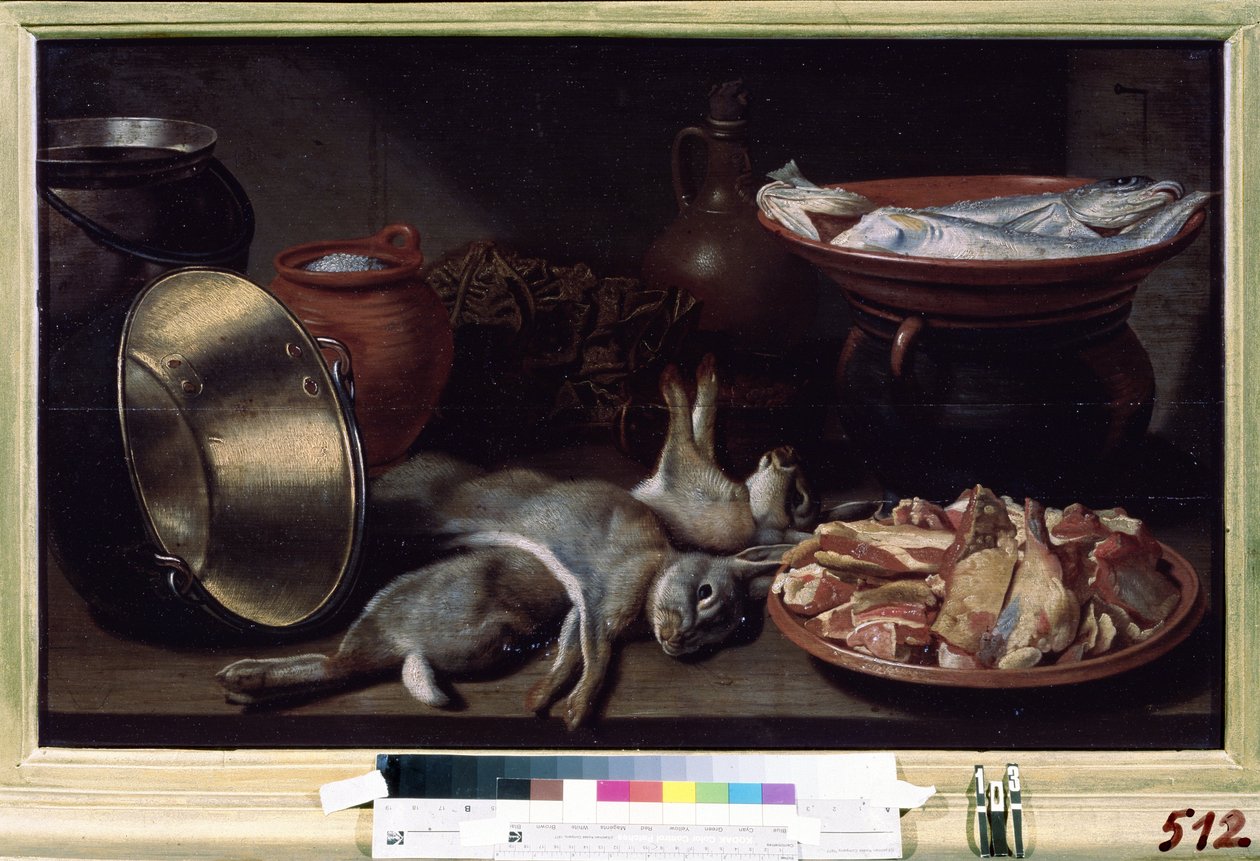 Stilleben med harar. Målning av Floris van Schooten (cirka 1590-efter 1655). Olja på duk av Floris Gerritsz van Schooten