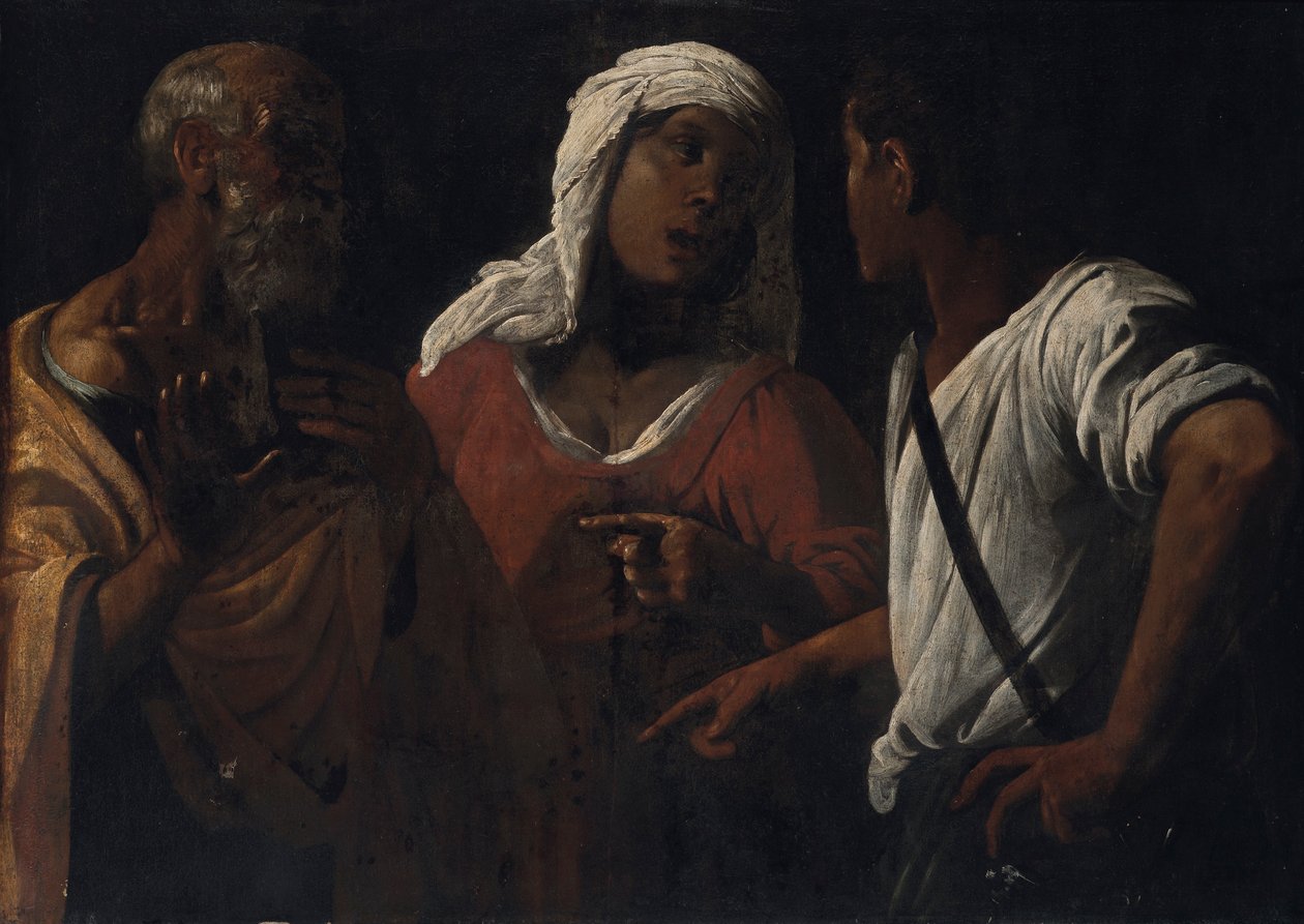 Förnekelse av den helige Peter av Follower of Hendrick ter Brugghen