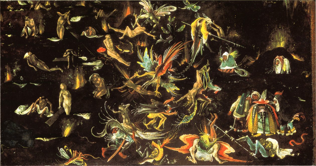 De dödas uppståndelse och dödsdömdas väg in i helvetet (fragment av en sista dom) av Follower of Hieronymus Bosch