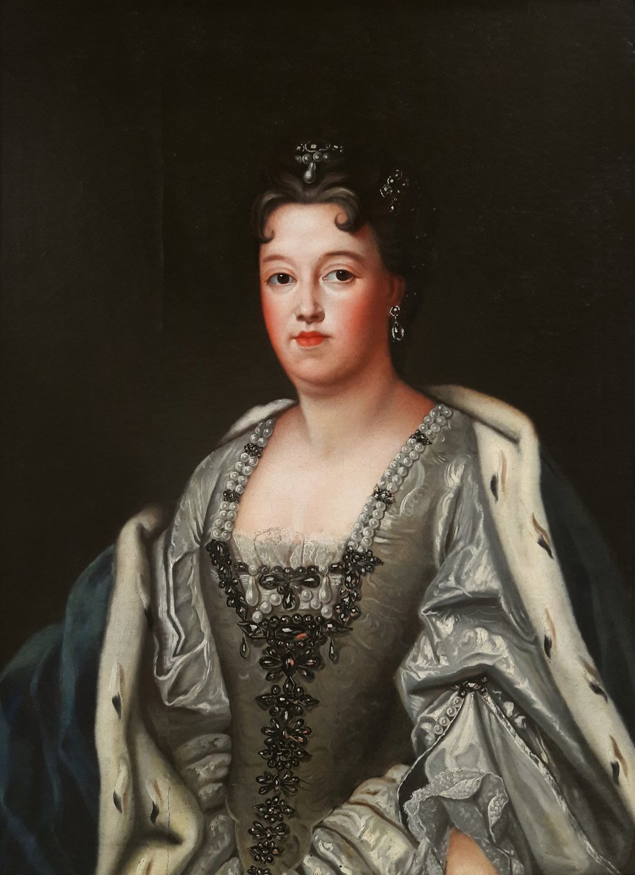 Porträtt av Therese Kunigunde från Polen i en silverklänning av Follower of Joseph Vivien