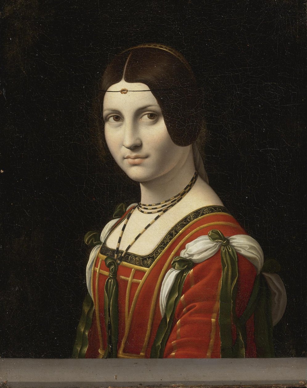 Porträtt av en okänd kvinna, kallad La Belle Ferronnière, före 1750 av Follower Leonardo Da Vinci