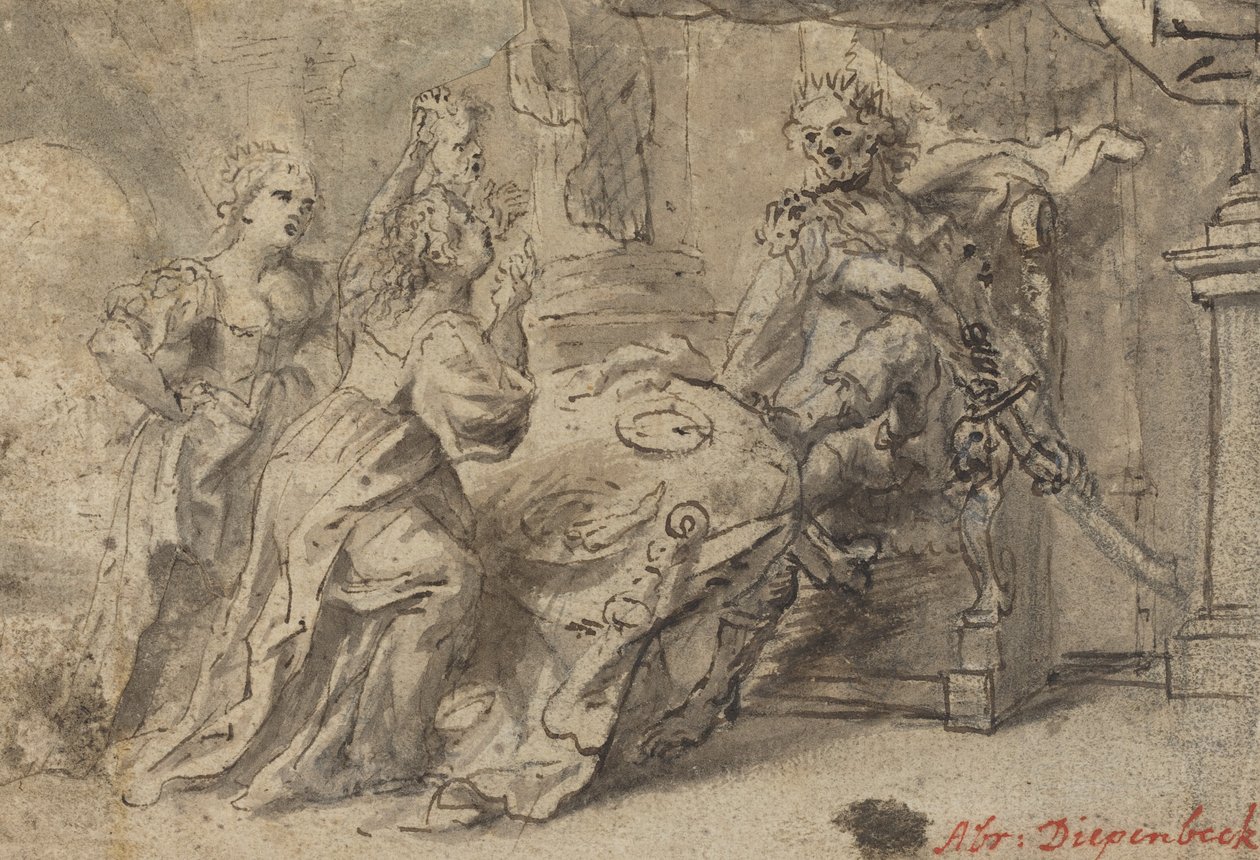 Philomela, Procne och den thrakiske kungen Tereus av Follower of Abraham van Diepenbeeck