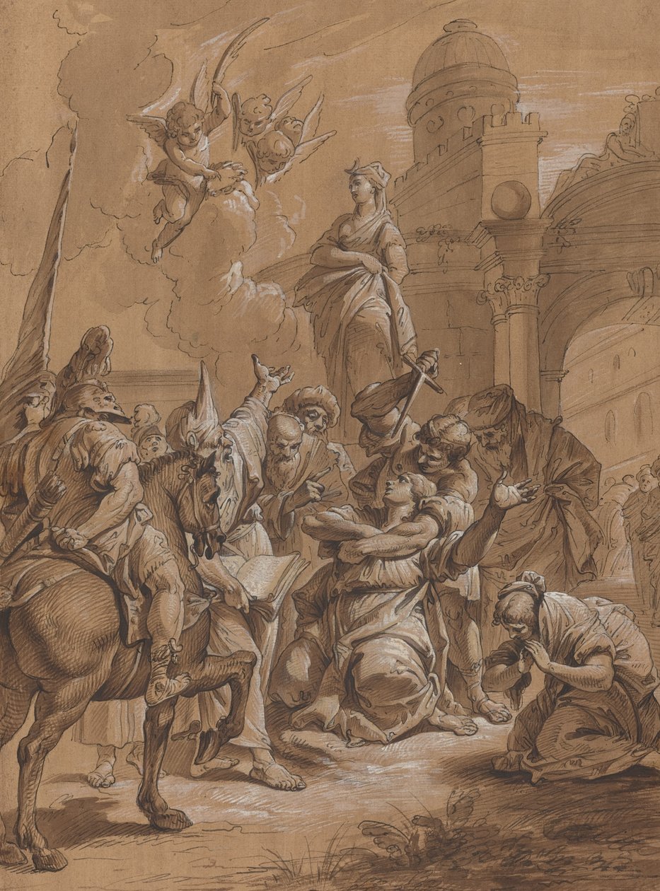 Martyrskap av en kvinnlig helgon av Follower of Francesco Fontebasso