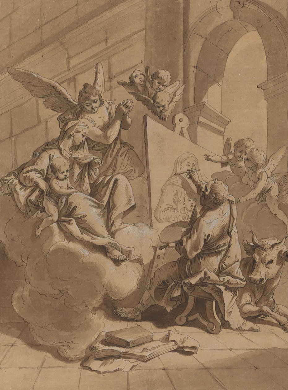 Saint Luke målar jungfrun av Follower of Francesco Fontebasso