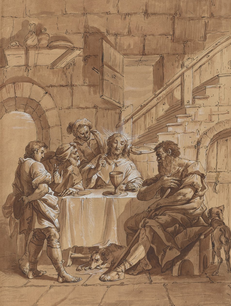 Kvällsmat på Emmaus av Follower of Francesco Fontebasso
