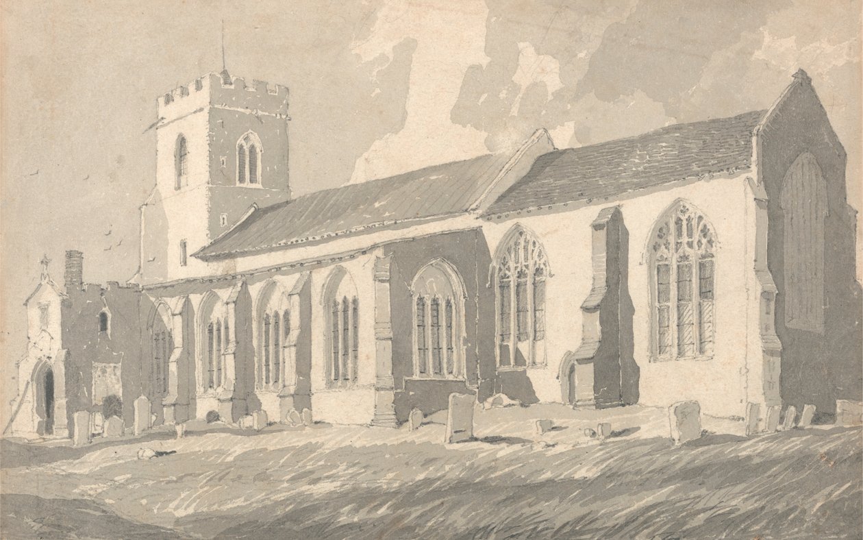 Södra sidan av Catfield Church, Norfolk av Follower of John Sell Cotman