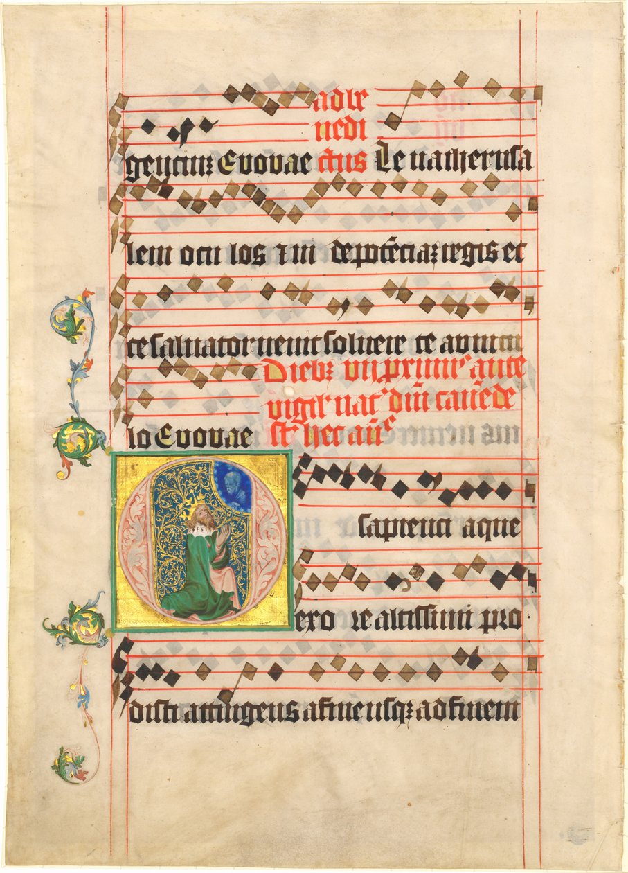 David i bön av Follower of Master of the Golden Bull