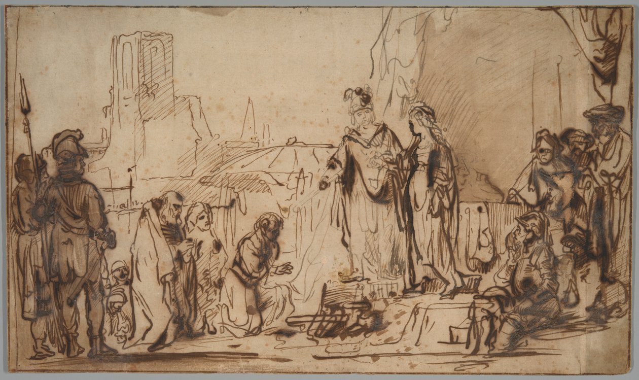 Scipio återlämnar den spanska bruden till sin familj av Follower of Rembrandt van Rijn