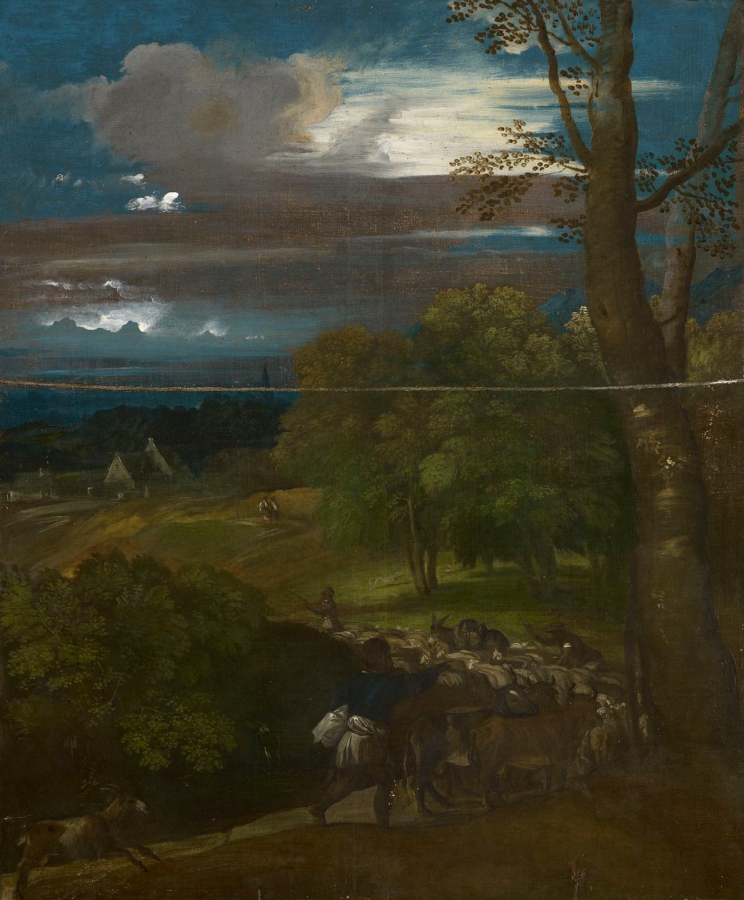Ett landskap med herdar och hjordar av Follower of Titian