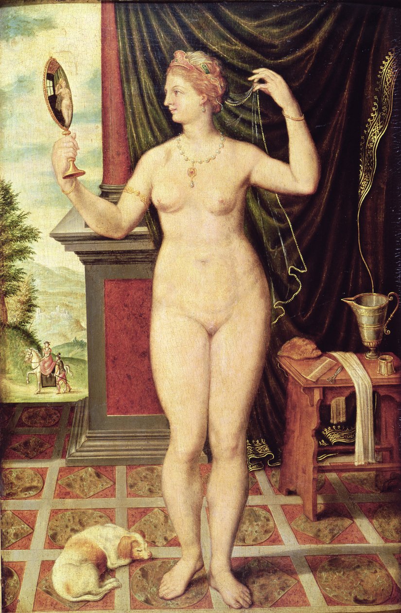 Venus med en spegel av Fontainebleau School