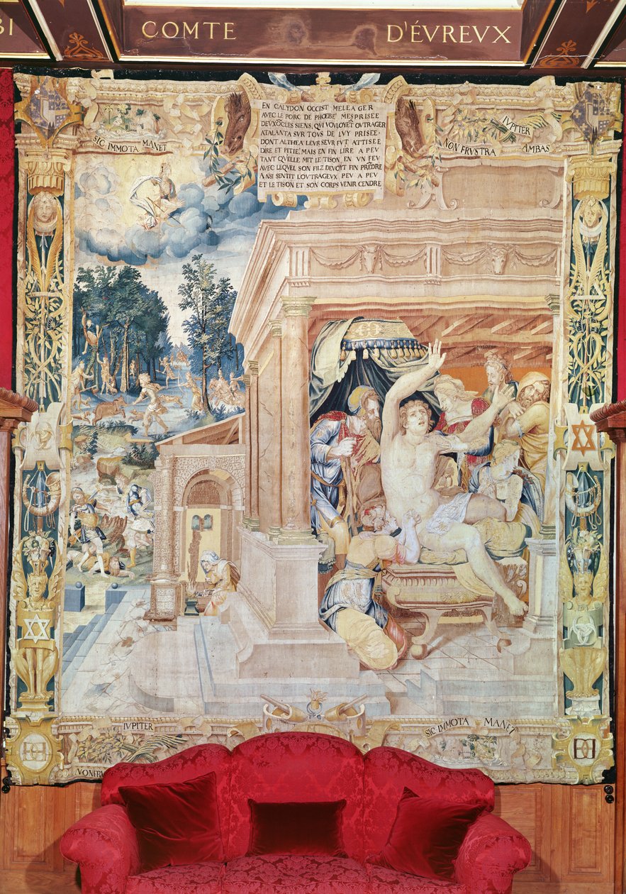 Atalanta och Meleager, från berättelsen om Diana av Fontainebleau School