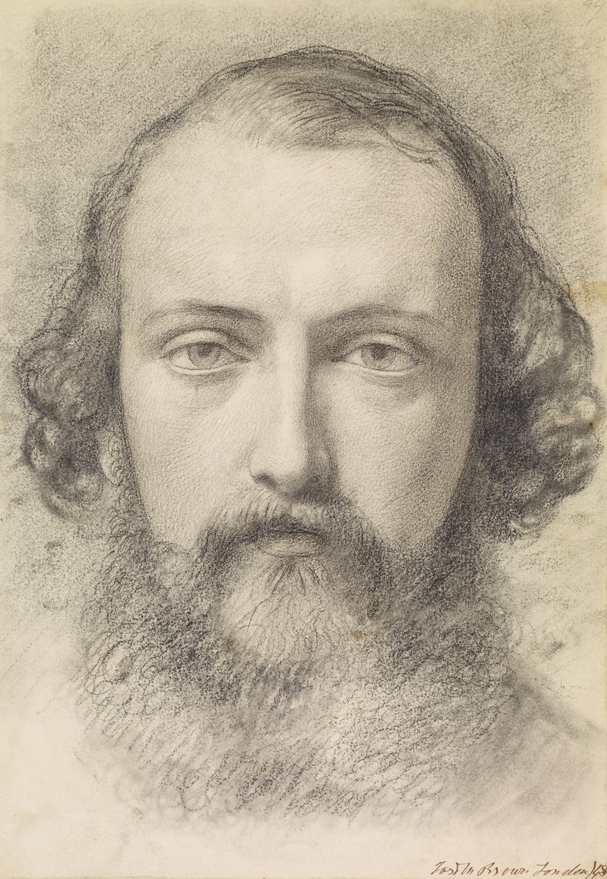 Porträtt- Head Study of Daniel Casey (Full-Face) av Ford Madox Brown