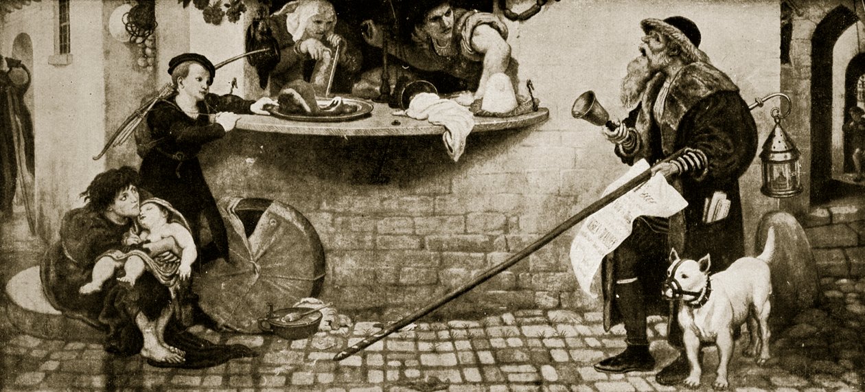 The Proclamation Regarding Weights and Measures, 1556, illustration från 