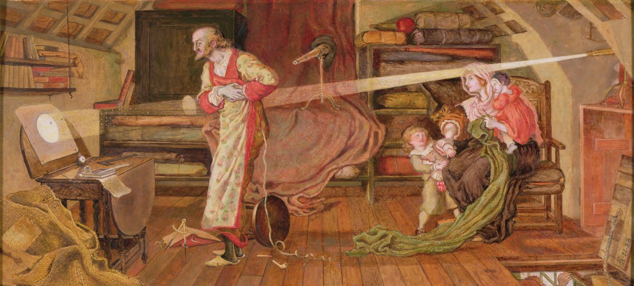 Crabtree tittar på Venuspassagen 1639 av Ford Madox Brown