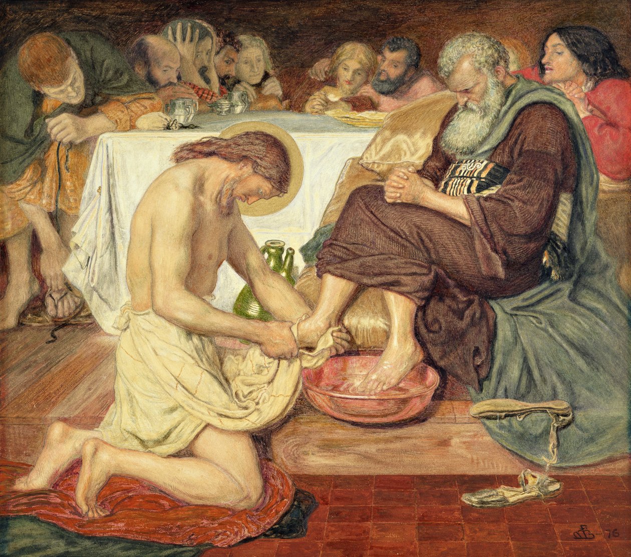 Jesus tvättar Petrus fötter av Ford Madox Brown