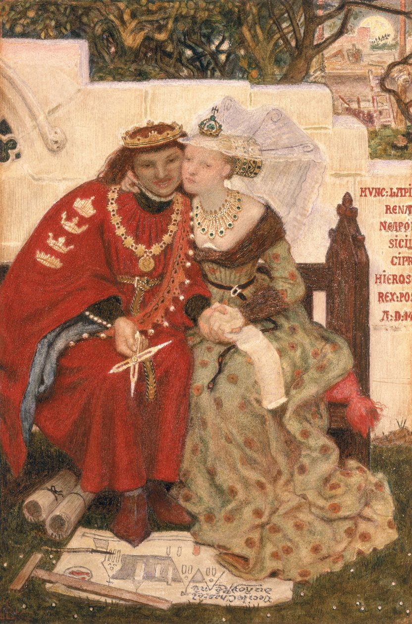 King Renes smekmånad (wc på papper) av Ford Madox Brown